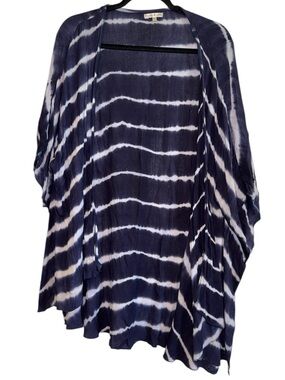 Truly 4 You Blue White Striped Ombré Lightweight Cardigan Sz L/XL 🤍